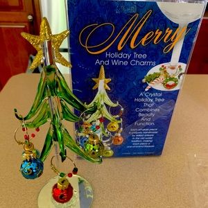 Wine glass charm tree set. In box. Full set.